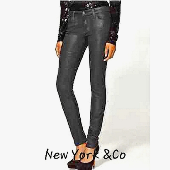 New York & Co Sits at Lower Waist Coated Skinny Jeans - Picture 1 of 9